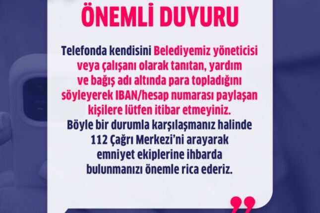 Aliağa Belediyesi’nden Dolandırıcılık Uyarısı
