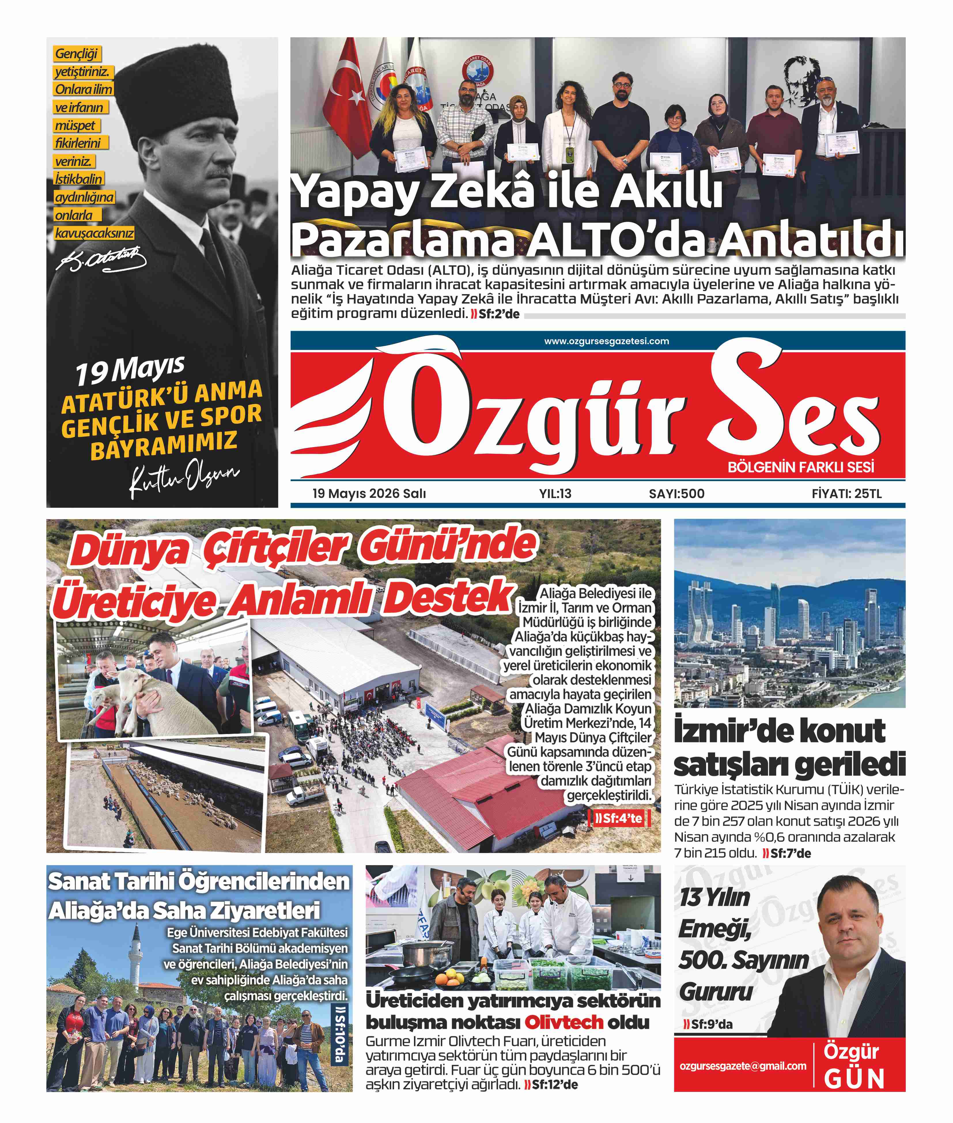 ÖZGÜR SES GAZETESİ – 19 MAYIS ATATÜRK’Ü ANMA, GENÇLİK VE SPOR BAYRAMIMIZ KUTLU OLSUN!